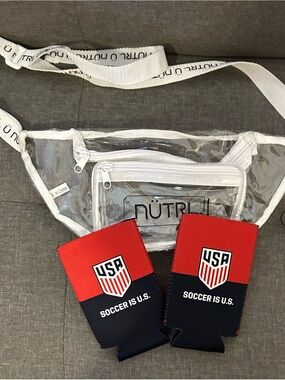 NÜTRL Branded Clear Stadium Fanny Pack & USSF USA Soccer Koozie Bundle Set
